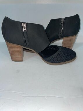 Toms Women's Milan Black Geo Basket Woven Closed-Toe Minimalist Heels Size 8.5